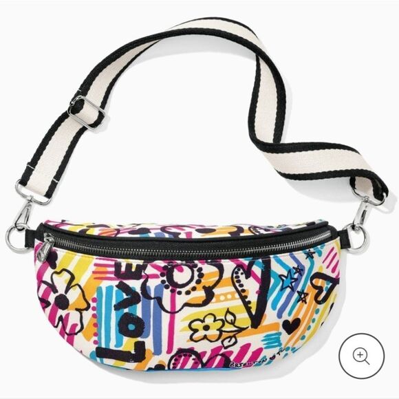 BRIGHTON GRAFFITI LOVE FLORAL CROSSBODY BELT BAG - NEW - Picture 1 of 10